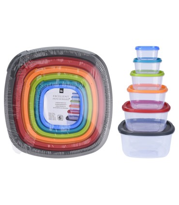 JUEGO 6 FIAMBRERAS PLASTICO CUADRADAS