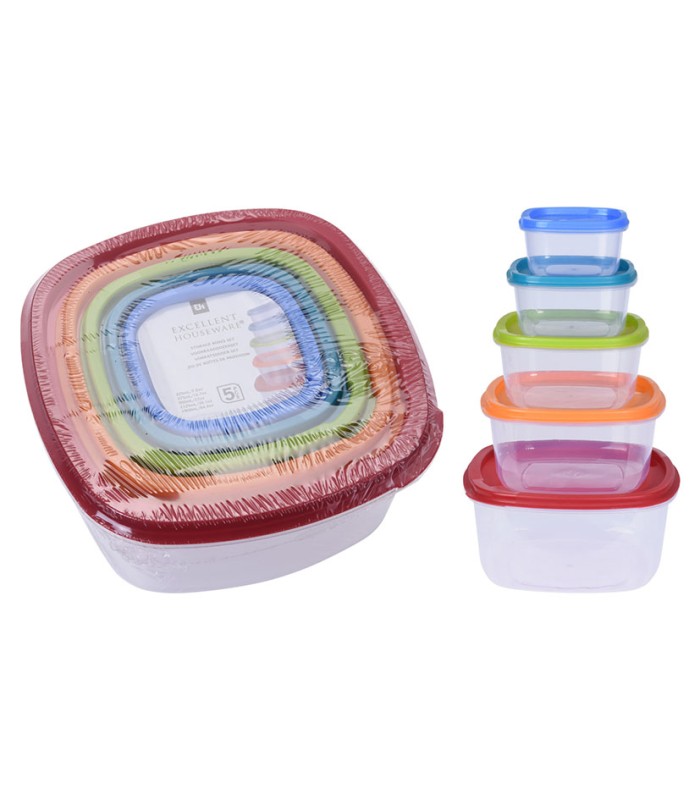 JUEGO 5 FIAMBRERAS PLASTICO CUADRADAS