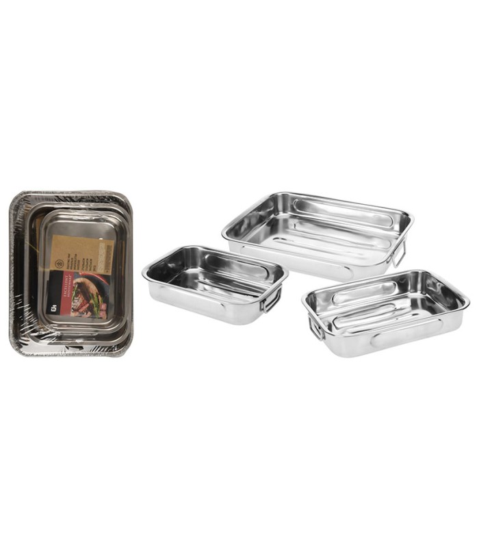 JUEGO 3 BANDEJAS INOX. CON ASAS