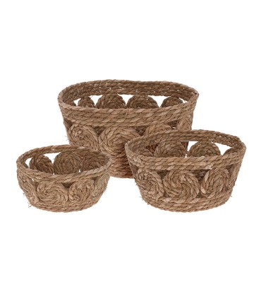 CESTA MIMBRE DECORADA 3 UNIDADES