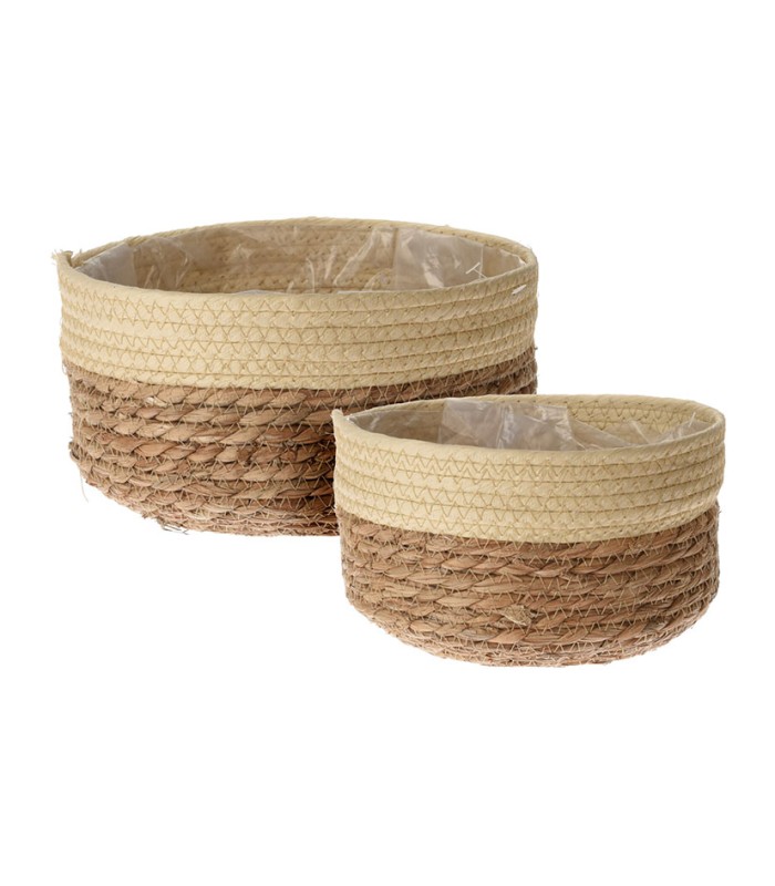 CESTA MIMBRE REDONDA BICOLOR 2 UNIDADES