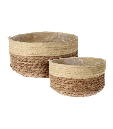 CESTA MIMBRE REDONDA BICOLOR 2 UNIDADES