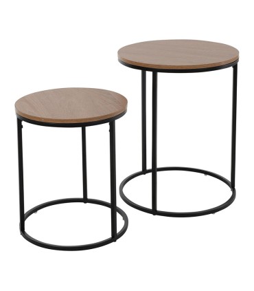 MESAS NIDO 2 UNDS. REDONDAS MADERA NAT.
