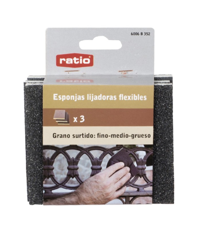 PACK 3 ESPONJ. ABRASIVAS FLEXIBLES RATIO