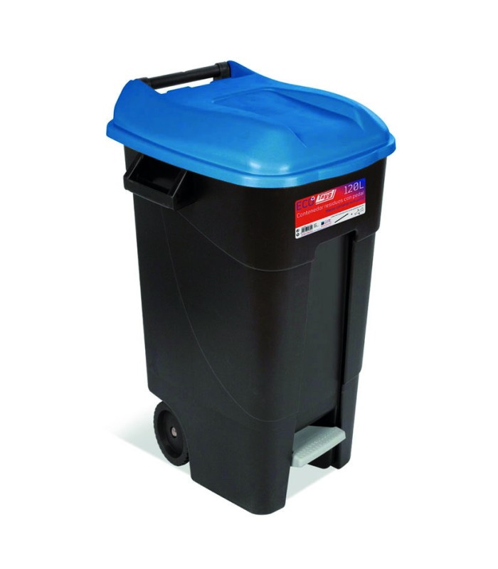 CONTENEDOR C/PEDAL 120 LT TAPA AZUL TAYG