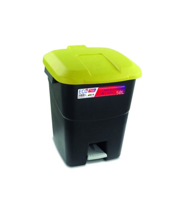 CONTENEDOR C/PEDAL 50L.TAPA AMARILL.TAYG