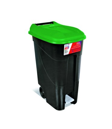 CONTENEDOR C/PEDAL 80LTS.TAPA VERDE TAYG