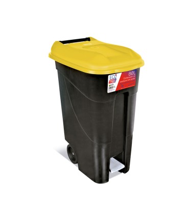 CONTENEDOR C/PEDAL 80L.TAPA AMARILL.TAYG
