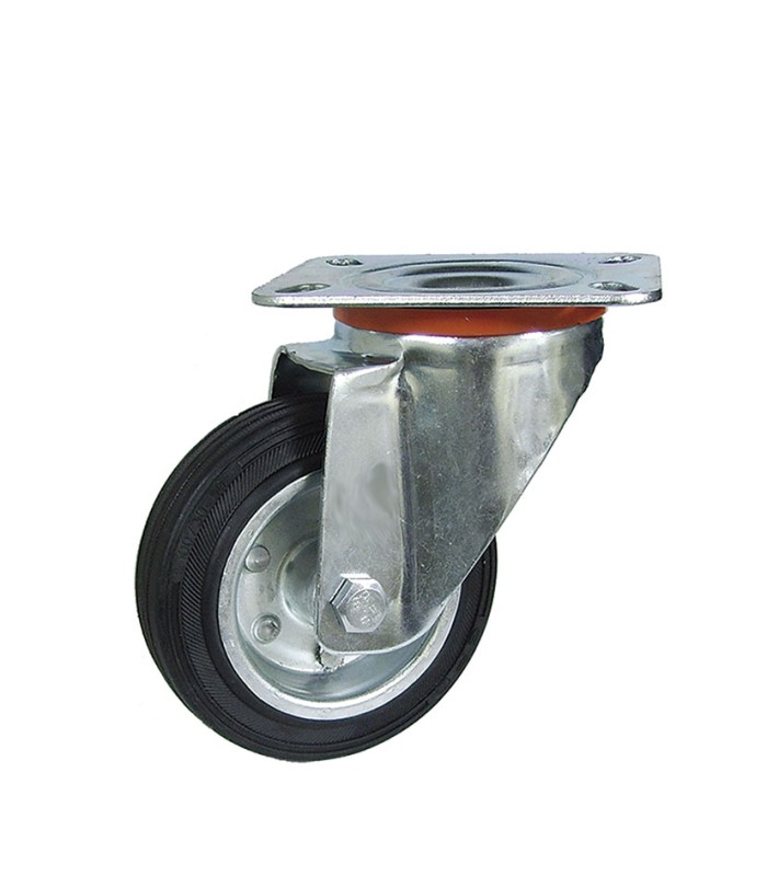 RUEDA GOMA C/RODILLOS GIRATORIA 100