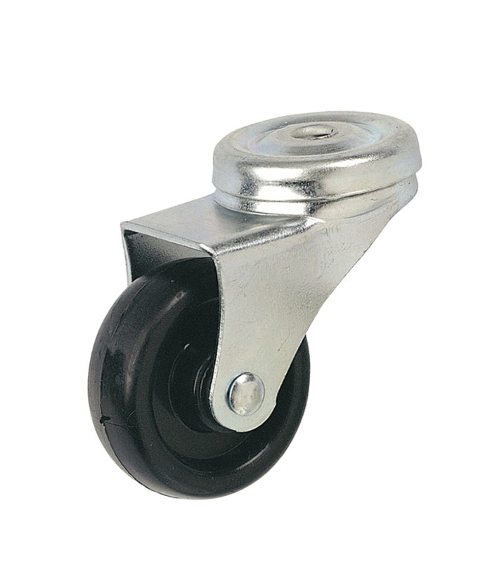 RUEDA POLIP.40 SOP.GIRATORIO C/TALADRO