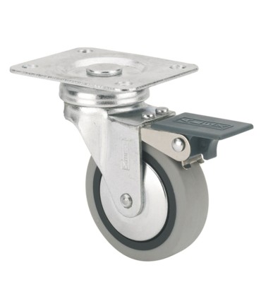 RUEDA GOMA GRIS GIRAT. C/FRENO "B" 40