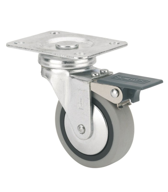 RUEDA GOMA GRIS GIRAT. C/FRENO "B" 60