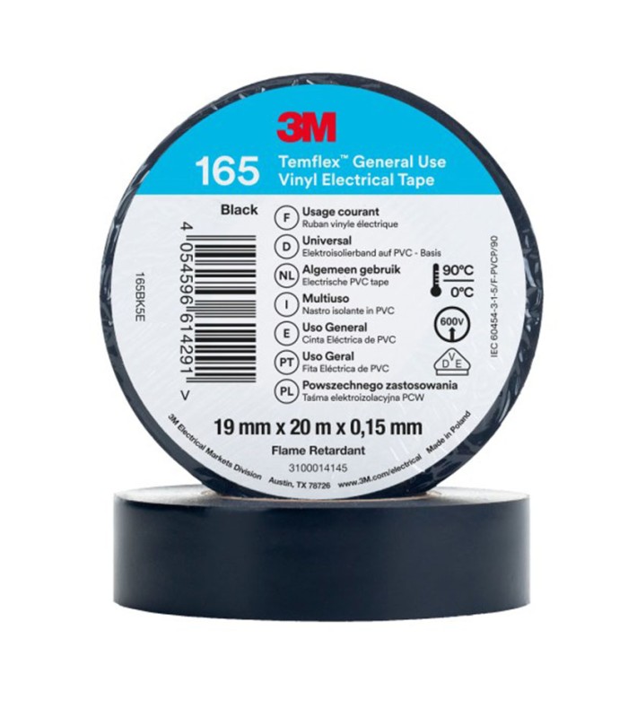 CINTA AISLANTE TEMFLEX165 3M 19MMX20M NE