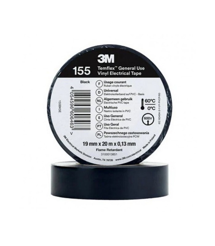 CINTA PVC TEMFLEX 155 3M 19MMX20M.NEGRO