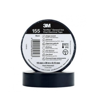 CINTA PVC TEMFLEX 155 3M 19MMX20M.NEGRO