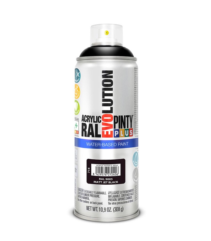 PINTURA SPRAY BASE AGUA NEGRO MATE 400ML