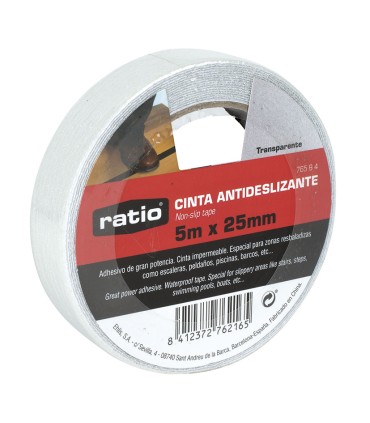 CINTA ANTIDESLIZ. 25MMX5M. TRANSP. RATIO