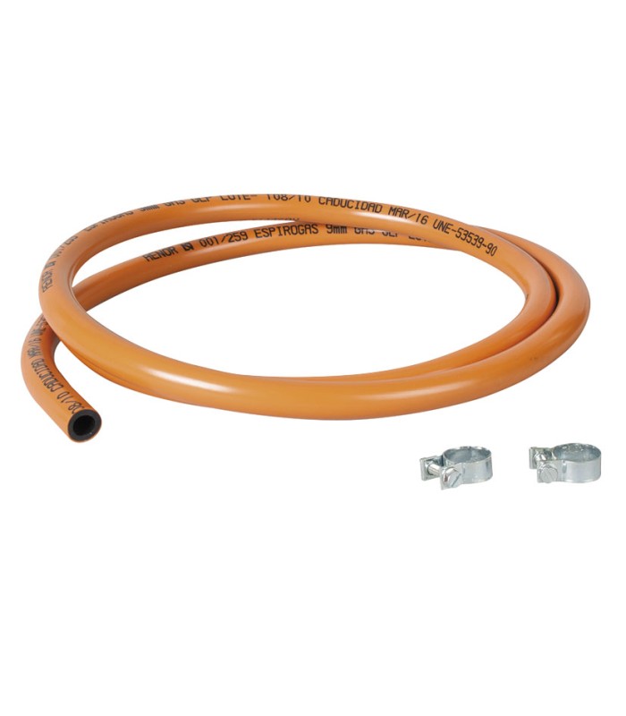 TUBO PLAST.GAS BUTA.1,5M + 2 ABRAZ.HABIT
