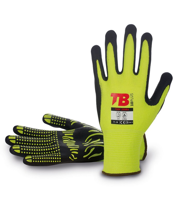 GUANTE NITRILO/ALGOD.AMARILLO/NEGRO T/10