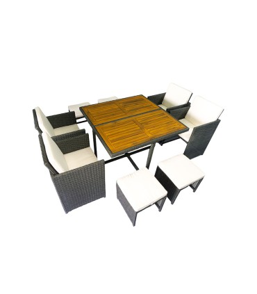 SET CUBO JAVA RATÁN SINTÉTICO 9 PZAS.