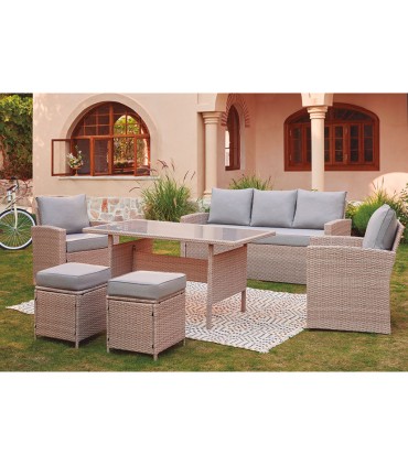 CONJ. MADAGASCAR SOFÁ+2 SILL+MESA RAT.