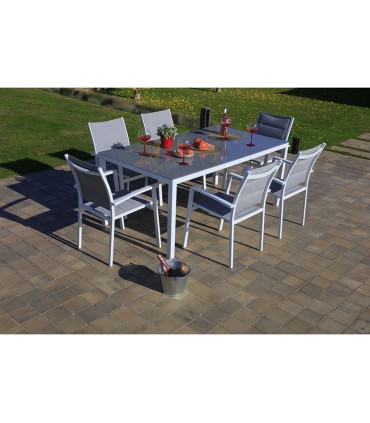 CONJ. MANAOS. SILLA ALUM/TEXTIL. BLANCA