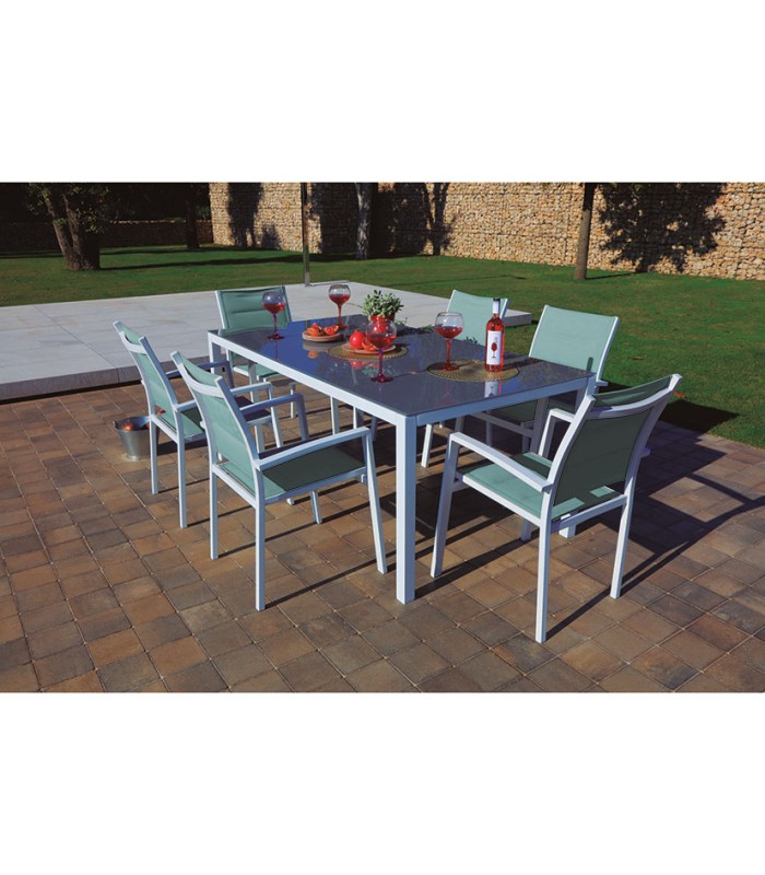 CONJ. MALDIVAS. SILLA ALUM/TEXTIL. VDE.