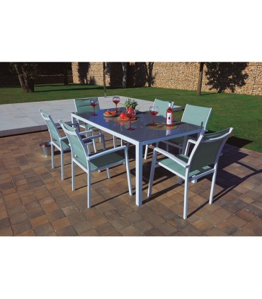 CONJ. MALDIVAS. SILLA ALUM/TEXTIL. VDE.