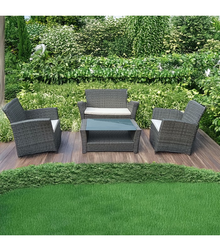 CONJ.RATÁN. SOFA+2 SILLONES+MESA BAJA