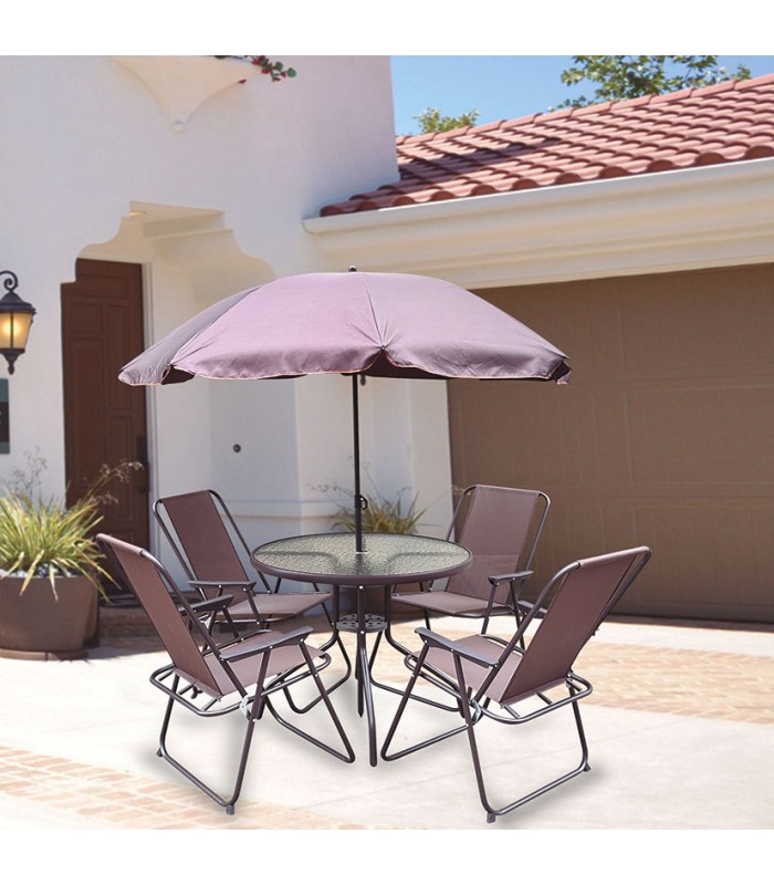 CONJ.BÁSICO 4 SILL+MESA Ø80 CM+PARASOL