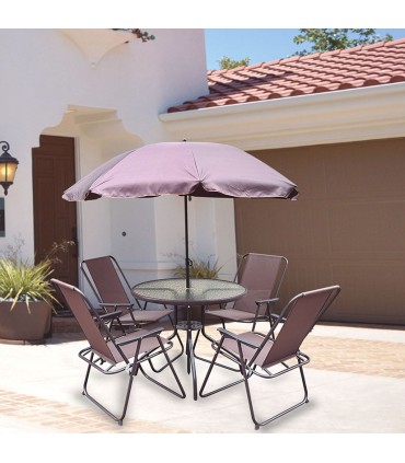 CONJ.BÁSICO 4 SILL+MESA Ø80 CM+PARASOL