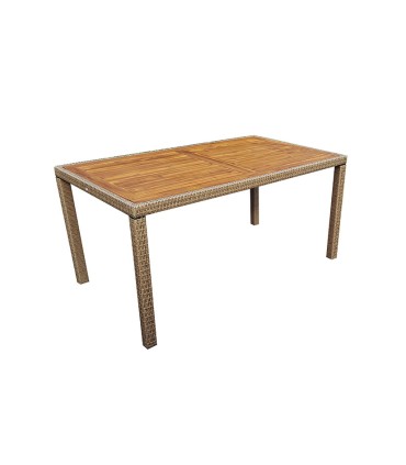 MESA ACERO/RATÁN 150 CM.