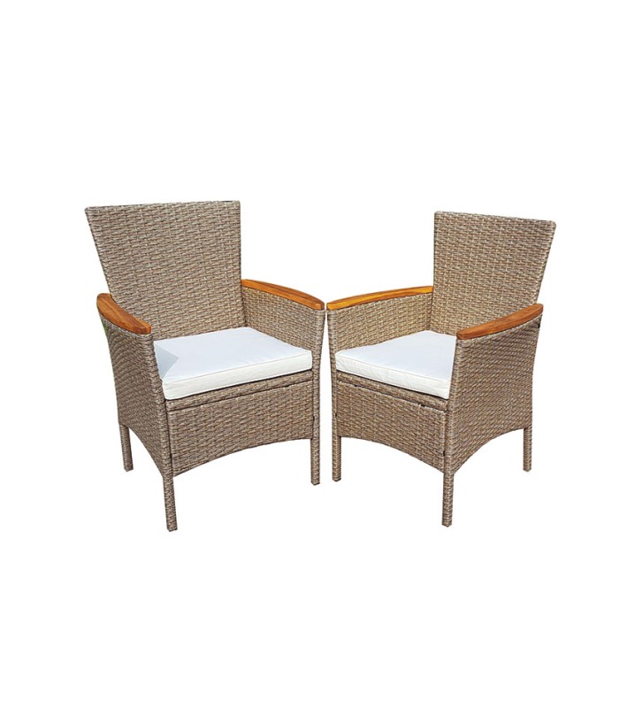 SILLÓN RATÁN/ACERO/MADERA. 2 UDS