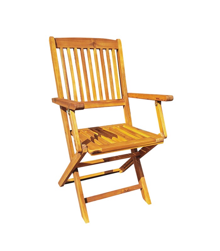 SILLA MADERA ACACIA C/BRAZOS. 2 UDS.