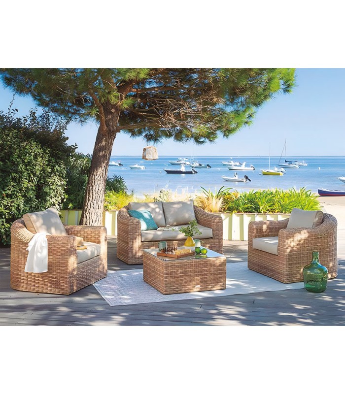 CONJ.RATÁN. SOFA+2 SILLONES+MESA BAJA