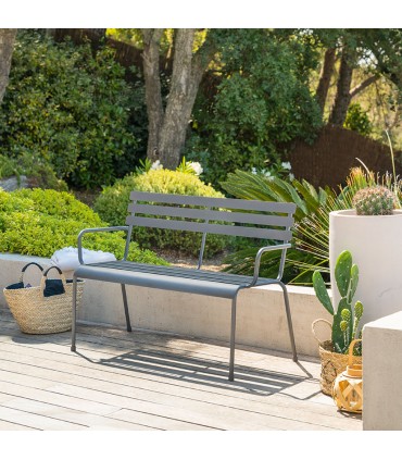 BANCO METÁLICO 114X56 XH79 CM. GRAFITO