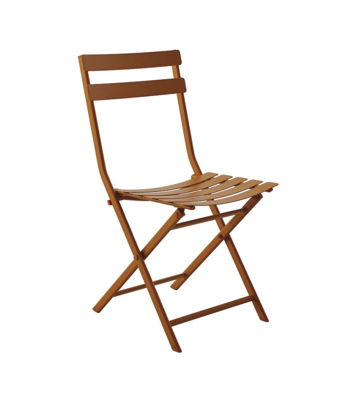 SILLA METÁLICA.PLEGABLE. OCRE