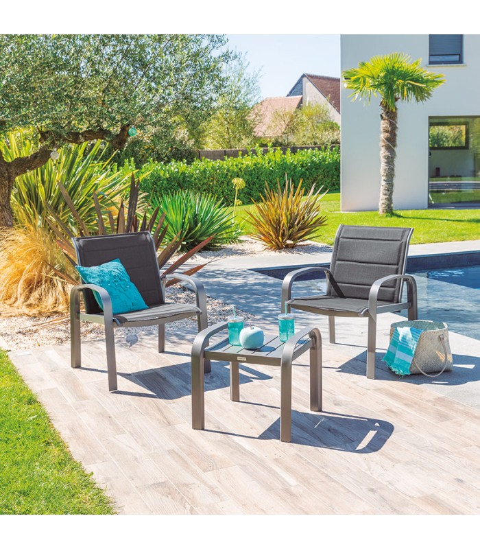 CONJUNTO METÁLICO 2 SILLONES+MESA. ANT.