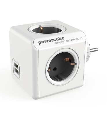 POWERCUBE ORIGINAL 4 TOMAS + 2 USB GRIS