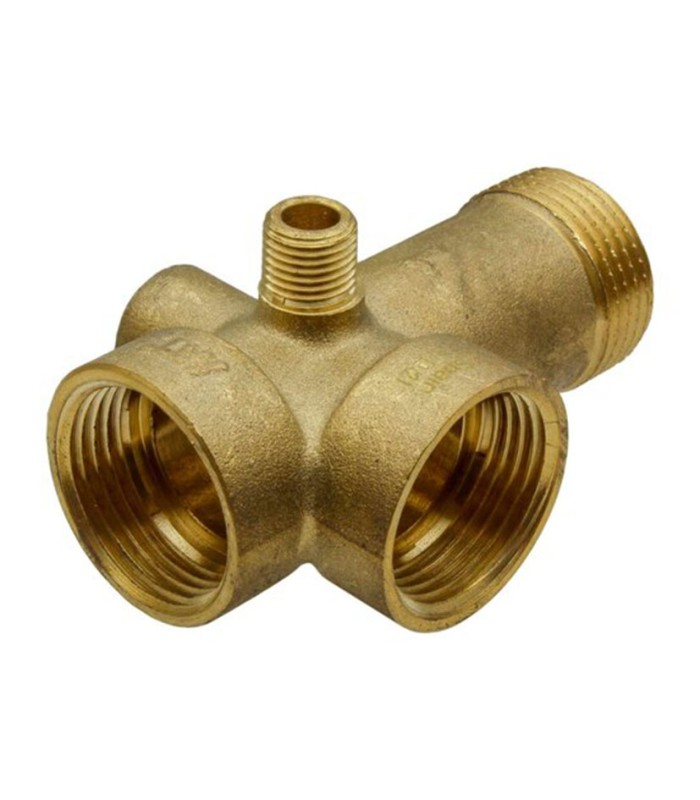 TE CINCO VIAS LATÓN ROSCADO 1"x92mm