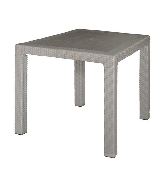 MESA IMIT.RATAN RESIN 80X80XH72 CM.TAUPE