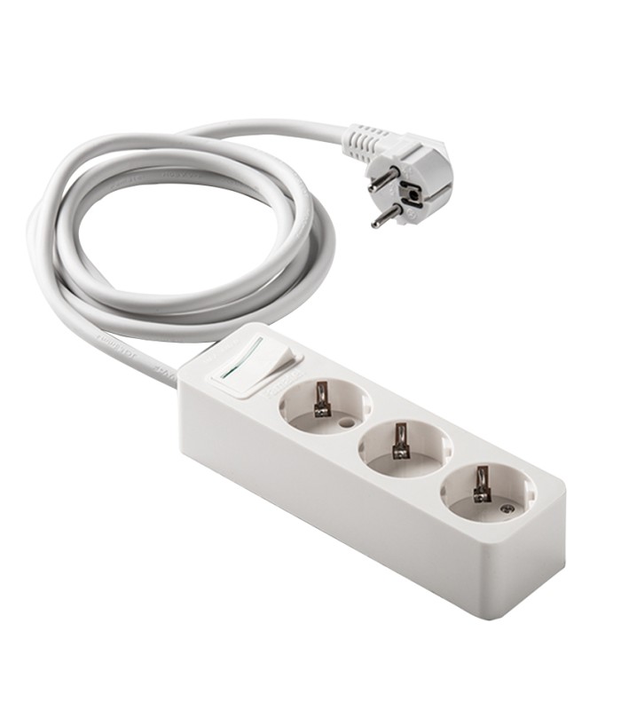 BASE MULTIPLE 3 TOMAS TT CABLE 1,5M BLAN