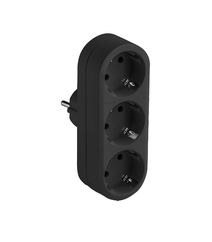 BASE ENCHUFE TRIPLE TT NEGRO FAMATEL