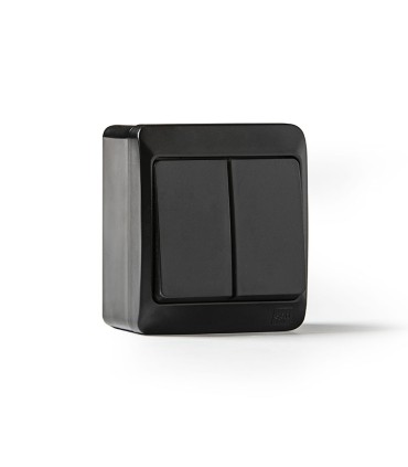 DOBLE INTERRUPTOR ESTANCO 10A-250V NEGRO
