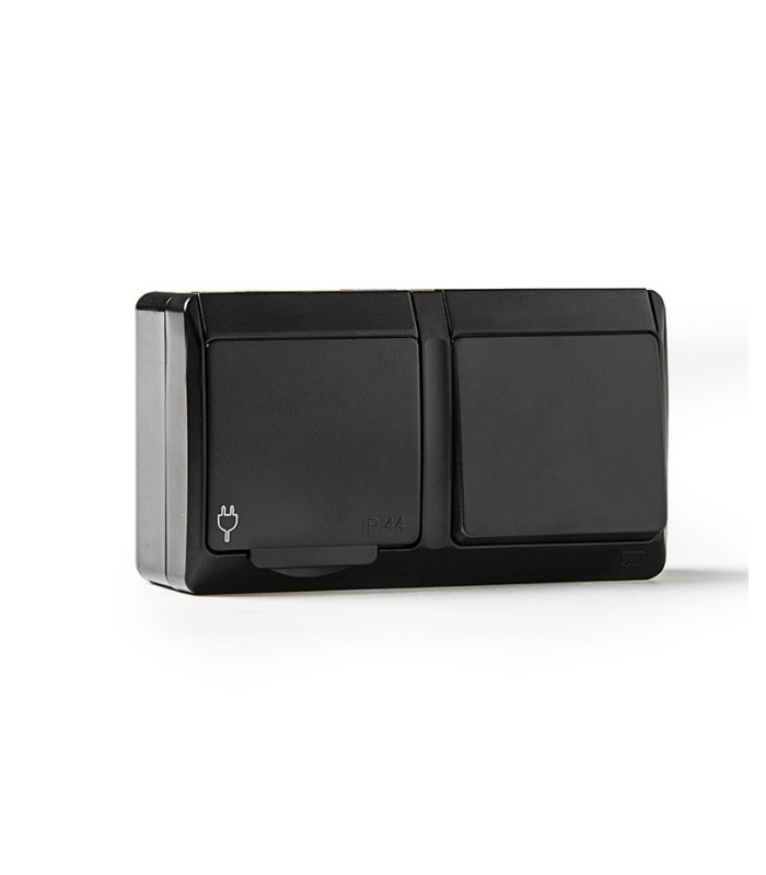 CONMUTADOR+BASE TT ESTANCO 16A-250V NEGR