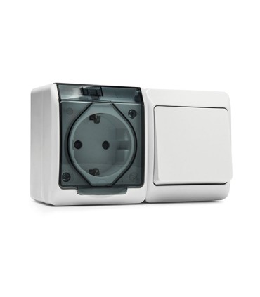 CONMUTADOR + ENCHUFE EST 16A-250V BLANCO