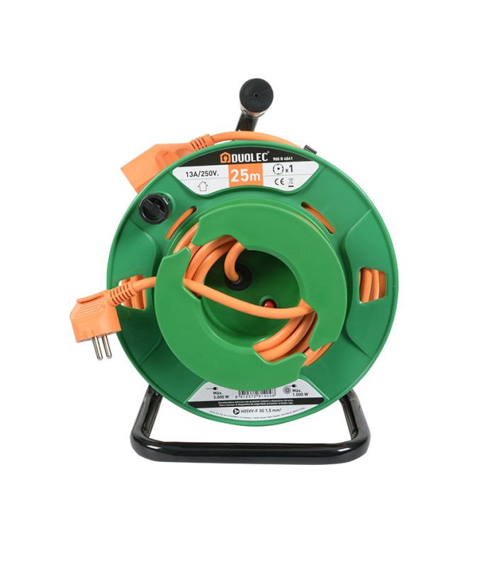 ENROLLACABLE TAMBOR ELECT. NARANJA 25 M