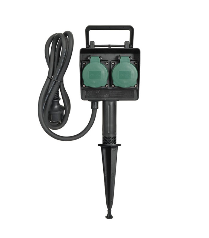 BASE ESTACA JARDÍN 2 TOMAS 3m IP44