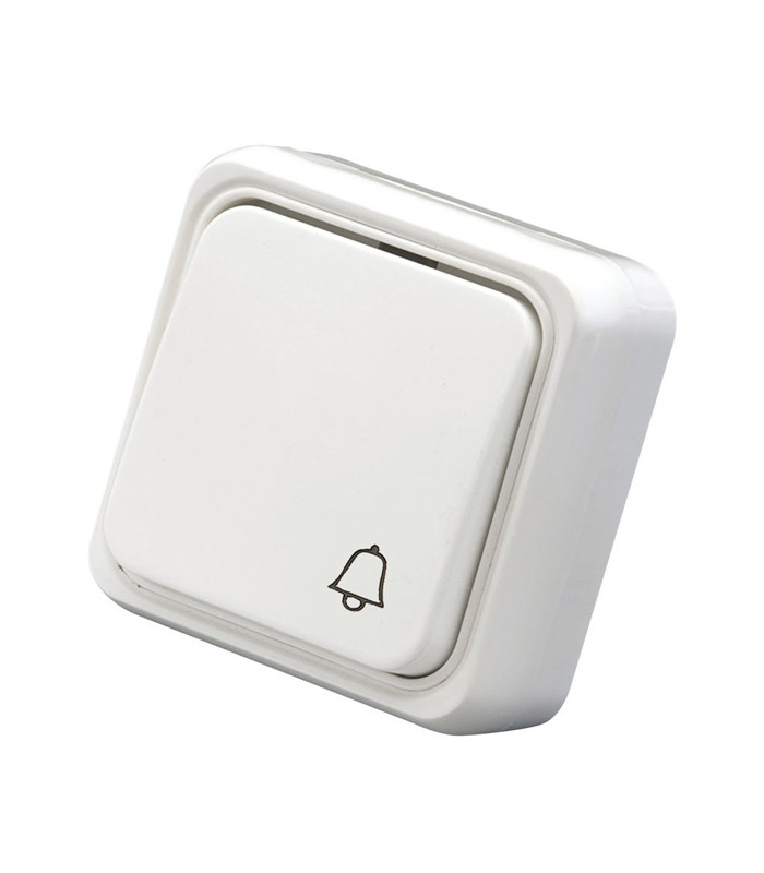 PULSADOR TIMBRE SUPERFICIE BLANCO