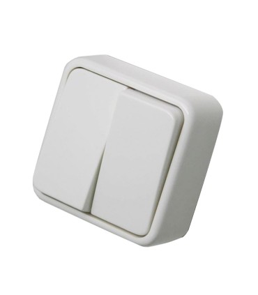 DOBLE CONMUTADOR SUPERFICIE BLANCO